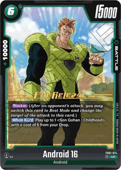 Android 16 FB01-074 Awakened Pulse Pre-Release Cards Fusion World card