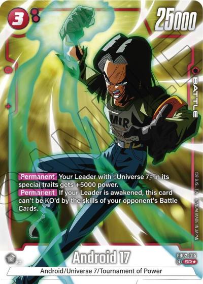 Android 17 Alternate Art FB02-015 Blazing Aura Fusion World card