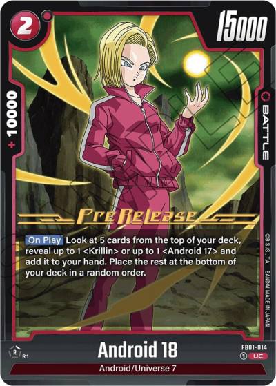 Android 18 FB01-014 Awakened Pulse Pre-Release Cards Fusion World card