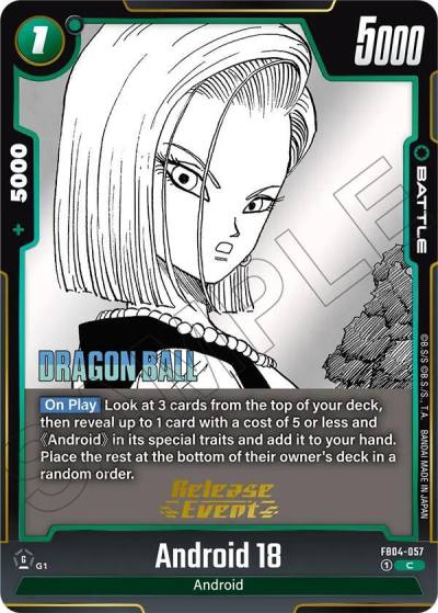 Android 18 FB04-057 Manga Booster 02 Release Event Cards Fusion World card