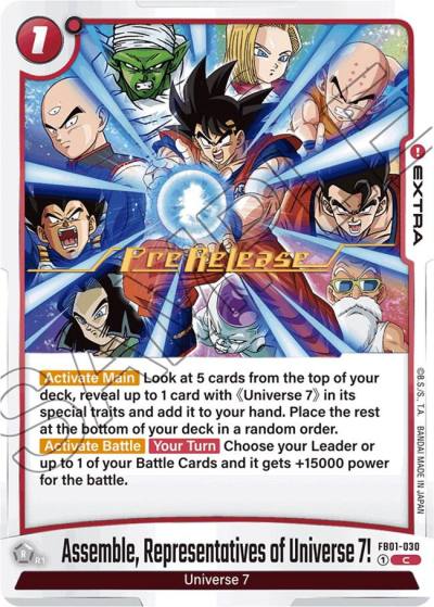 Assemble Representatives of Universe 7 FB01-030 Awakened Pulse Pre-Release Cards Fusion World card