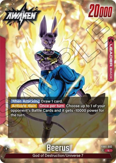 Beerus FB01-002 Awakened Pulse Fusion World card
