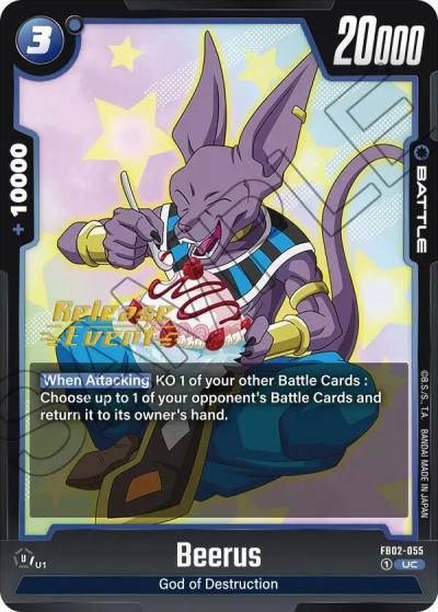 Beerus FB02-055 Blazing Aura Release Event Cards Fusion World card