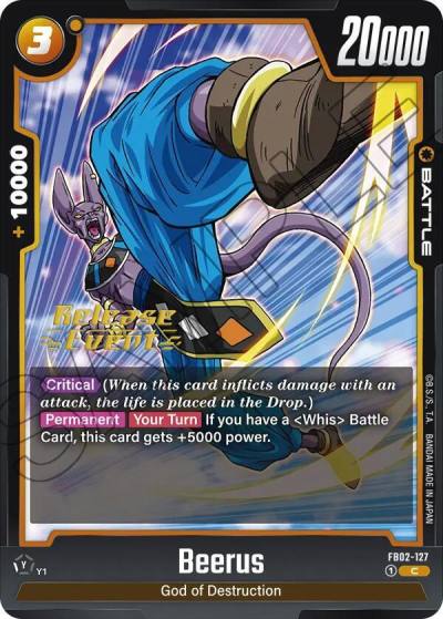 Beerus FB02-127 Blazing Aura Release Event Cards Fusion World card