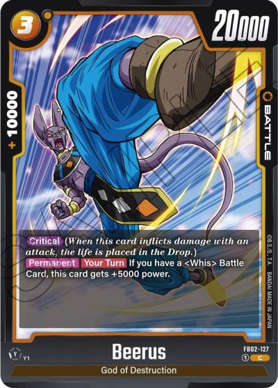 Beerus FB02-127 Blazing Aura Fusion World card