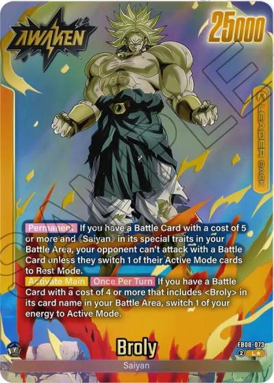 Broly Alternate Art FB08-073 Story Booster 01 Fusion World card