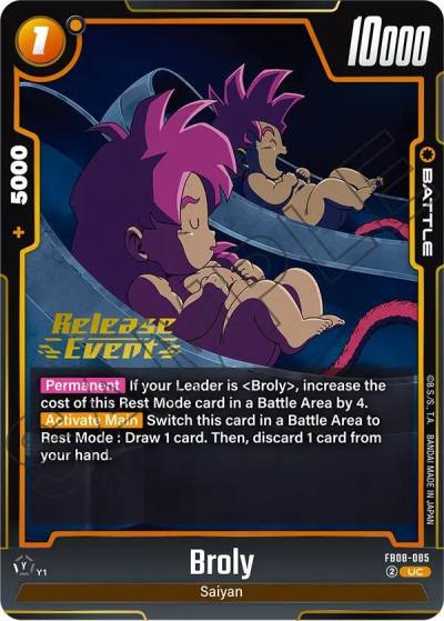 Broly FB08-085 Saiyan's Pride Release Event Cards Fusion World card