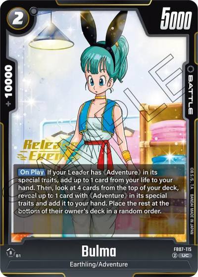 Bulma FB07-115 Wish For Shenron Release Event Cards Fusion World card