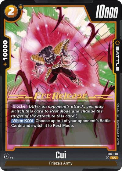 Cui FB01-111 Awakened Pulse Pre-Release Cards Fusion World card