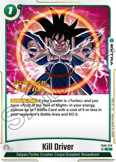 Kill Driver FB08-070 Saiyan's Pride Release Event Cards Fusion World card