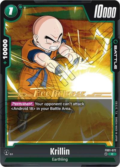 Krillin FB01-072 Awakened Pulse Pre-Release Cards Fusion World card