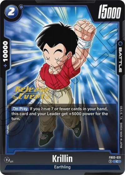 Krillin FB03-031 Raging Roar Release Event Cards Fusion World card