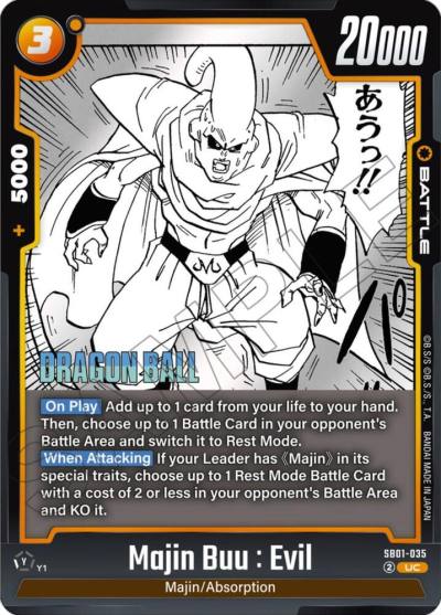 Majin Buu Evil Holofoil SB01-035 Manga Booster 01 Fusion World card