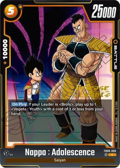 Nappa Adolescence FB08-080 Saiyan's Pride Release Event Cards Fusion World card
