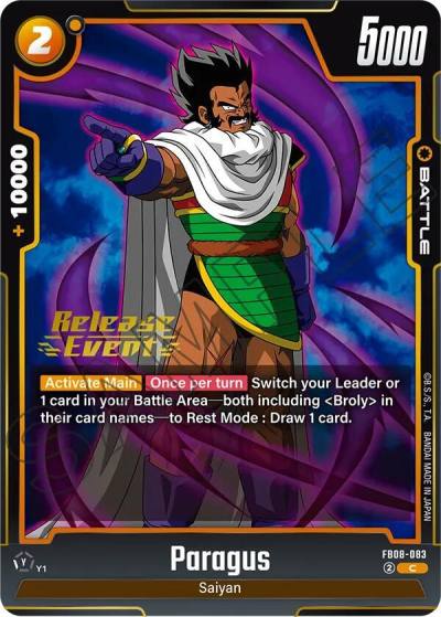 Paragus FB08-083 Saiyan's Pride Release Event Cards Fusion World card