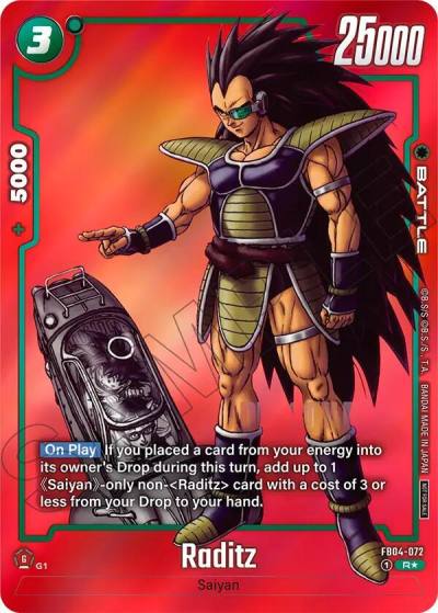 Raditz Limited Pack MANGA Version 01 FB04-072 Tournament and Championship Promos Fusion World card