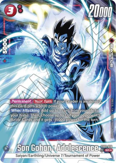 Son Gohan Adolescence Alternate Art FB02-018 Blazing Aura Fusion World card