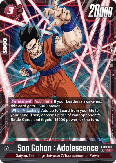 Son Gohan Adolescence FB02-018 Blazing Aura Fusion World card