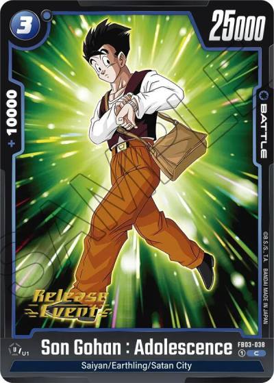 Son Gohan Adolescence FB03-038 Raging Roar Release Event Cards Fusion World card