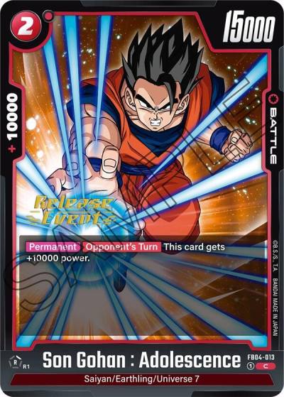 Son Gohan Adolescence FB04-013 Ultra Limit Release Event Cards Fusion World card