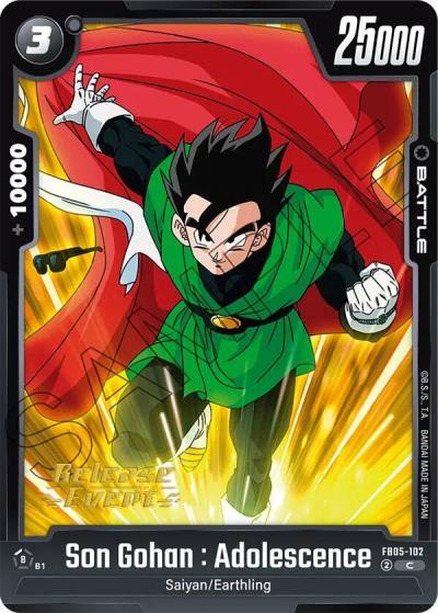 Son Gohan Adolescence FB05-102 New Adventure Release Event Cards Fusion World card