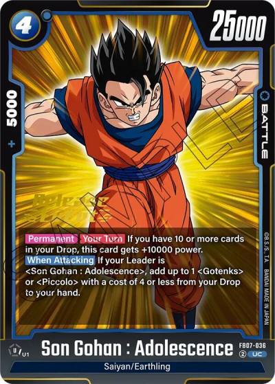 Son Gohan Adolescence FB07-036 Wish For Shenron Release Event Cards Fusion World card