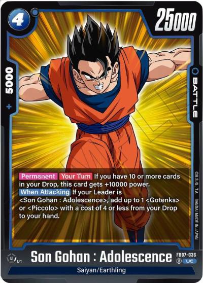 Son Gohan Adolescence FB07-036 Wish For Shenron Fusion World card