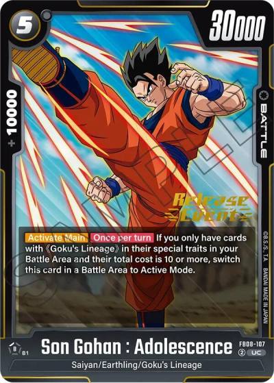Son Gohan Adolescence FB08-107 Saiyan's Pride Release Event Cards Fusion World card