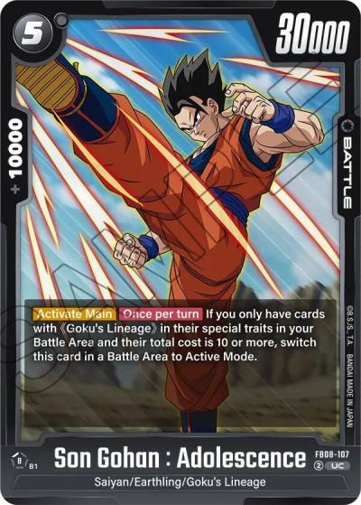 Son Gohan Adolescence FB08-107 Saiyan's Pride Fusion World card