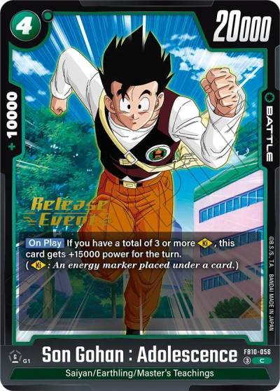Son Gohan Adolescence FB10-056 Cross Force Release Event Cards Fusion World card