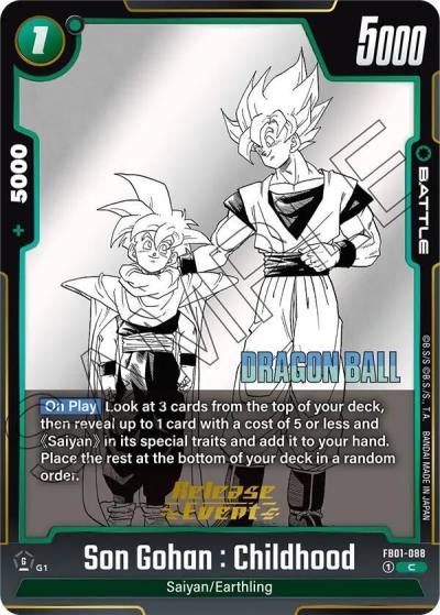 Son Gohan Childhood FB01-088 Manga Booster 01 Release Event Cards Fusion World card