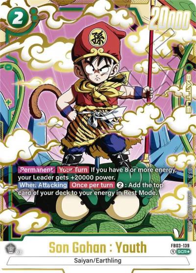 Son Gohan Youth Alternate Art FB03-139 Raging Roar Fusion World card