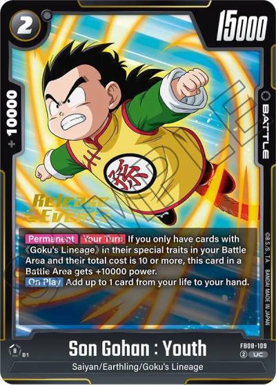 Son Gohan Youth FB08-109 Saiyan's Pride Release Event Cards Fusion World card