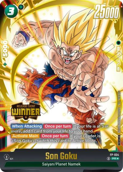 Son Goku Release Event Winner FP-034 Fusion World Promotion Cards and Packs Fusion World card