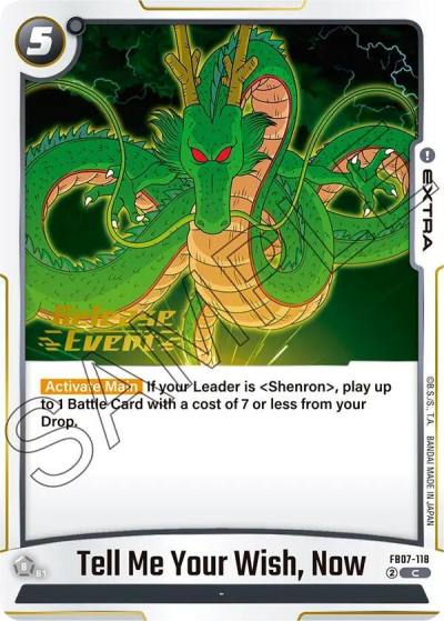 Tell Me Your Wish Now FB07-118 Wish For Shenron Release Event Cards Fusion World card
