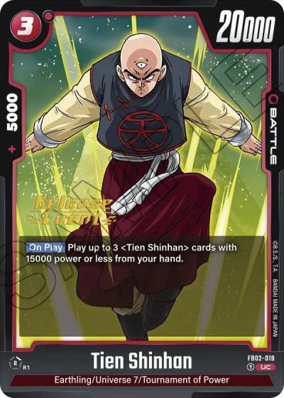 Tien Shinhan FB02-019 Blazing Aura Release Event Cards Fusion World card