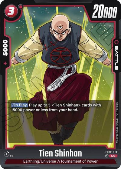 Tien Shinhan FB02-019 Blazing Aura Fusion World card