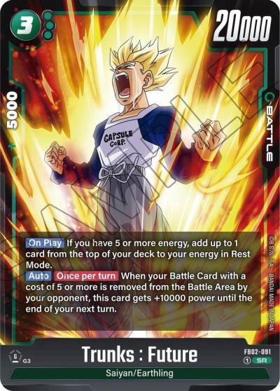 Trunks Future FB02-091 Blazing Aura Fusion World card