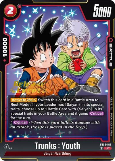 Trunks Youth FB08-015 Saiyan's Pride Release Event Cards Fusion World card