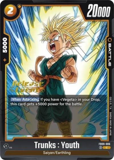 Trunks Youth FB09-086 Dual Evolution Release Event Cards Fusion World card