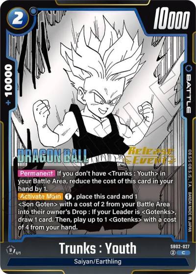 Trunks Youth SB02-027 Manga Booster 02 Release Event Cards Fusion World card