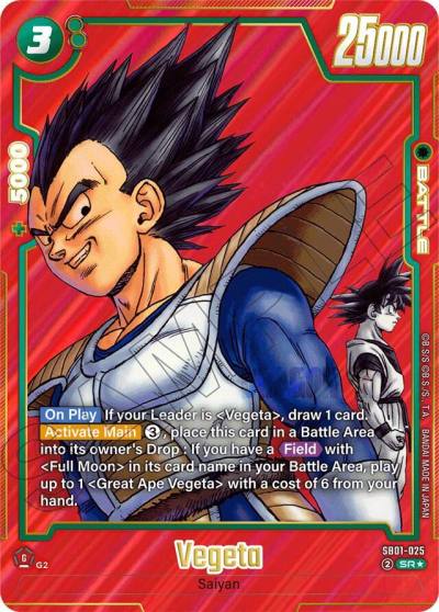 Vegeta Alternate Art SB01-025 Manga Booster 01 Fusion World card