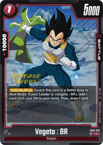Vegeta BR FB09-018 Dual Evolution Release Event Cards Fusion World card