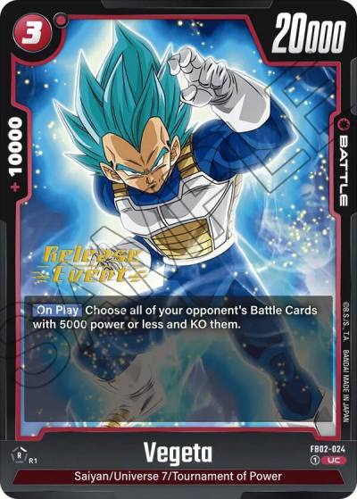 Vegeta FB02-024 Blazing Aura Release Event Cards Fusion World card