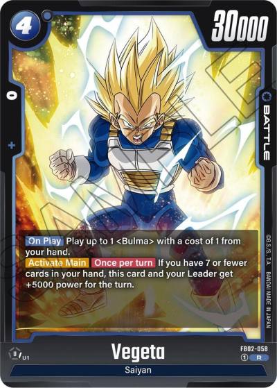 Vegeta FB02-058 Blazing Aura Fusion World card