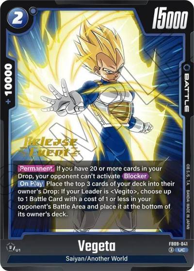 Vegeta FB09-041 Dual Evolution Release Event Cards Fusion World card