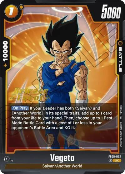 Vegeta FB09-092 Dual Evolution Release Event Cards Fusion World card