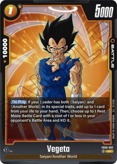 Vegeta FB09-092 Dual Evolution Fusion World card