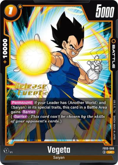Vegeta FB10-089 Cross Force Release Event Cards Fusion World card