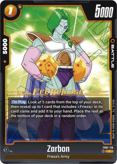 Zarbon FB01-116 Awakened Pulse Pre-Release Cards Fusion World card